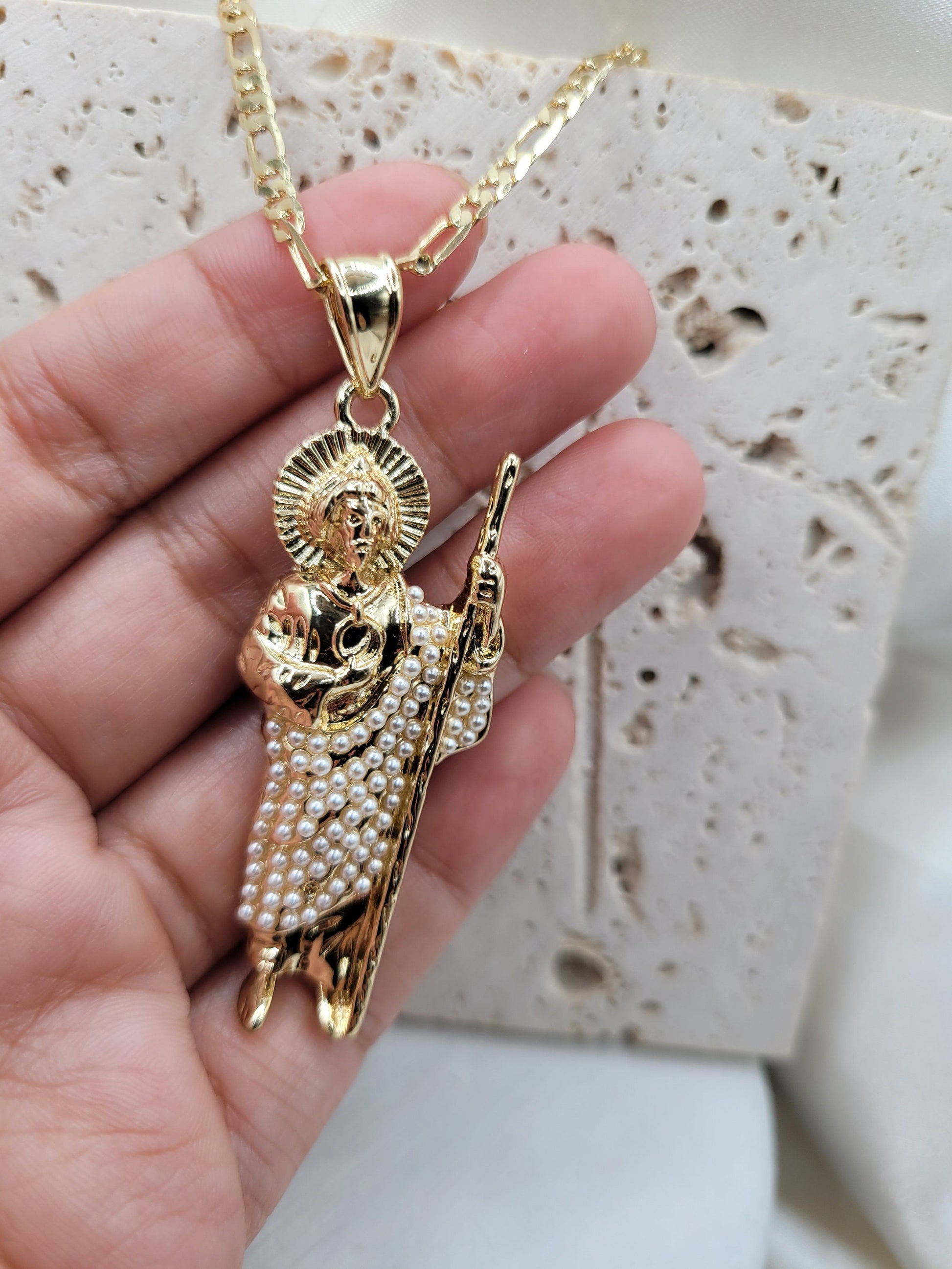 Pearl Saint Jude pendant necklace