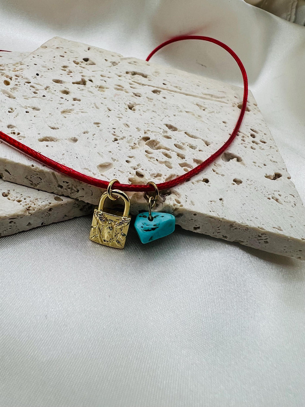Red cord necklace Virgen de Guadalupe necklace